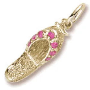 Ruby Red Sandal Charm In Yellow Gold