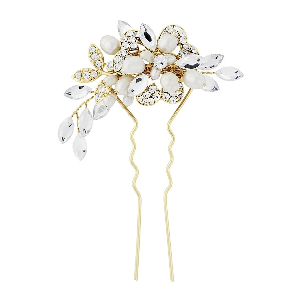 SassB Marcia Crystal and Pearl Hair Pin