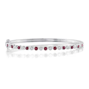 Shy 14Kw Bezel Set Ruby and Diamond Bracelet