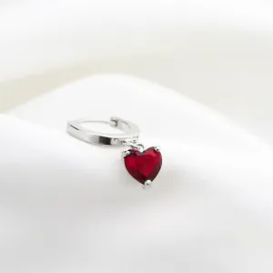 Silver Ruby Heart Earring