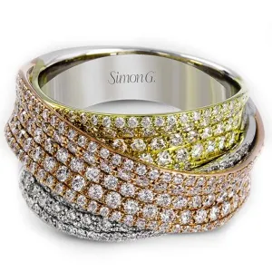 Simon G. Pave Set Tri-Color Right Hand Diamond Crossover Ring