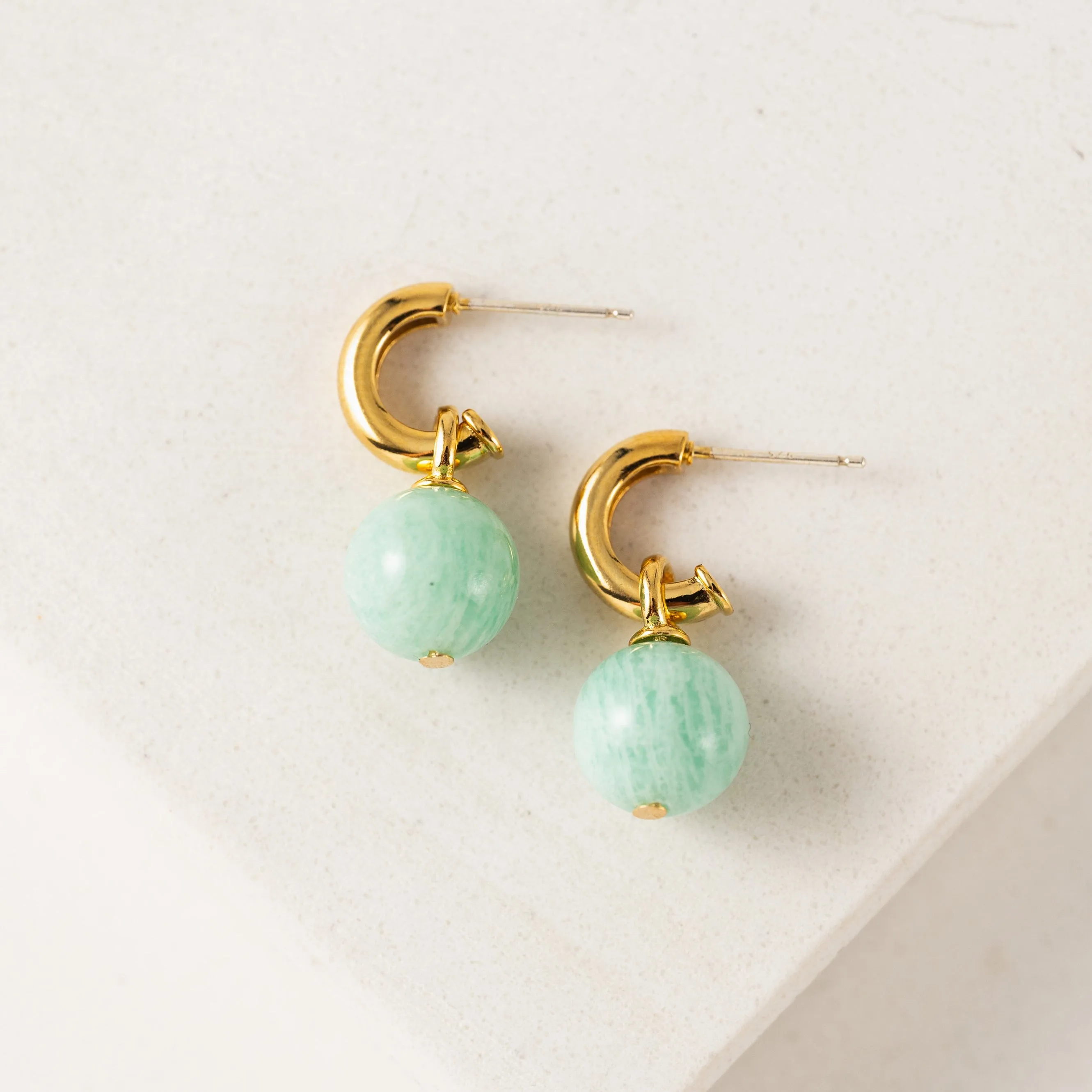 Sorrento Gemstone Hoop Earrings Amazonite