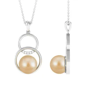 South Sea Pearl and Diamond Open Circle Drop Pendant