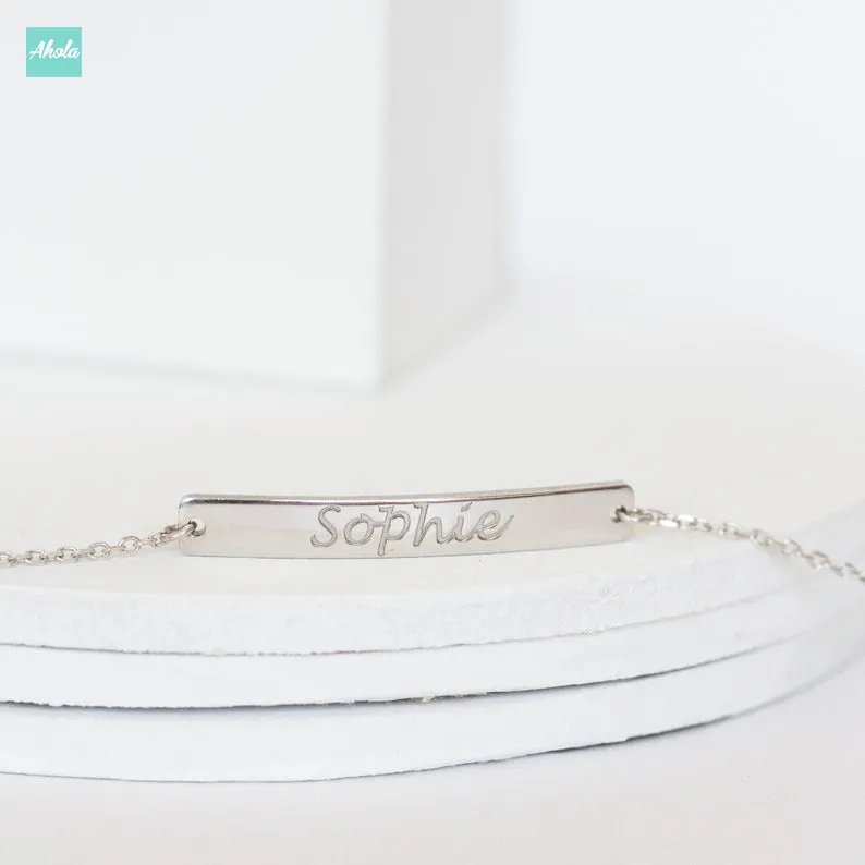 SP022 長牌刻字手鏈 Sterling Silver Engraved Bar Bracelet