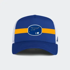 ST. LOUIS BLUES ADIDAS PUCK PATCH FOAM SNAPBACK HAT - ROYAL/WHITE