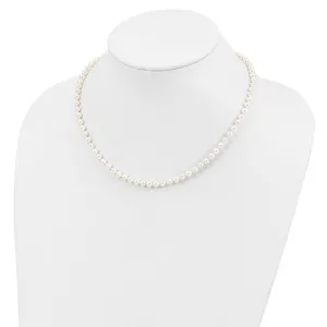 Sterling Silver Rhodium 4-5mm White FWC Pearl Necklace