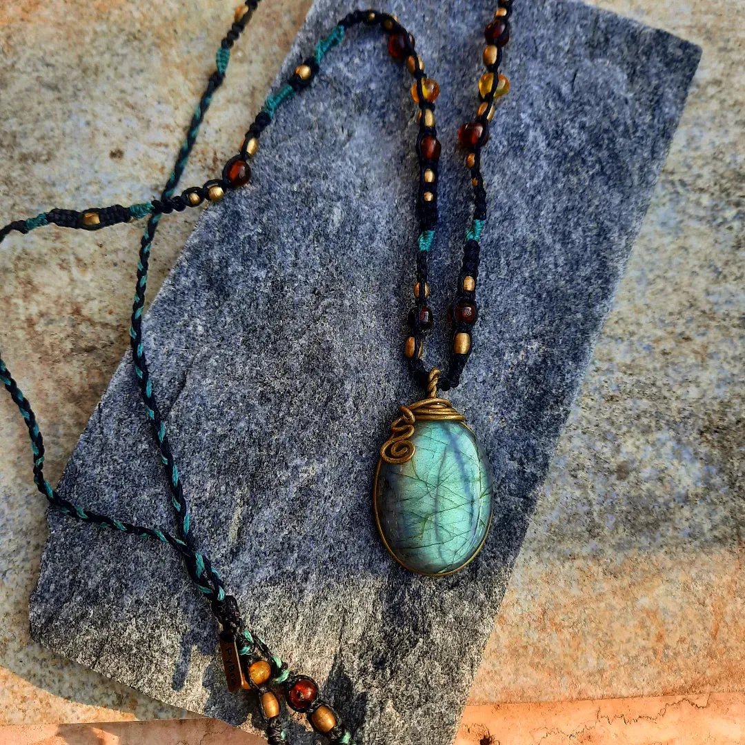 The Lotus Labradorite Amber's Mala