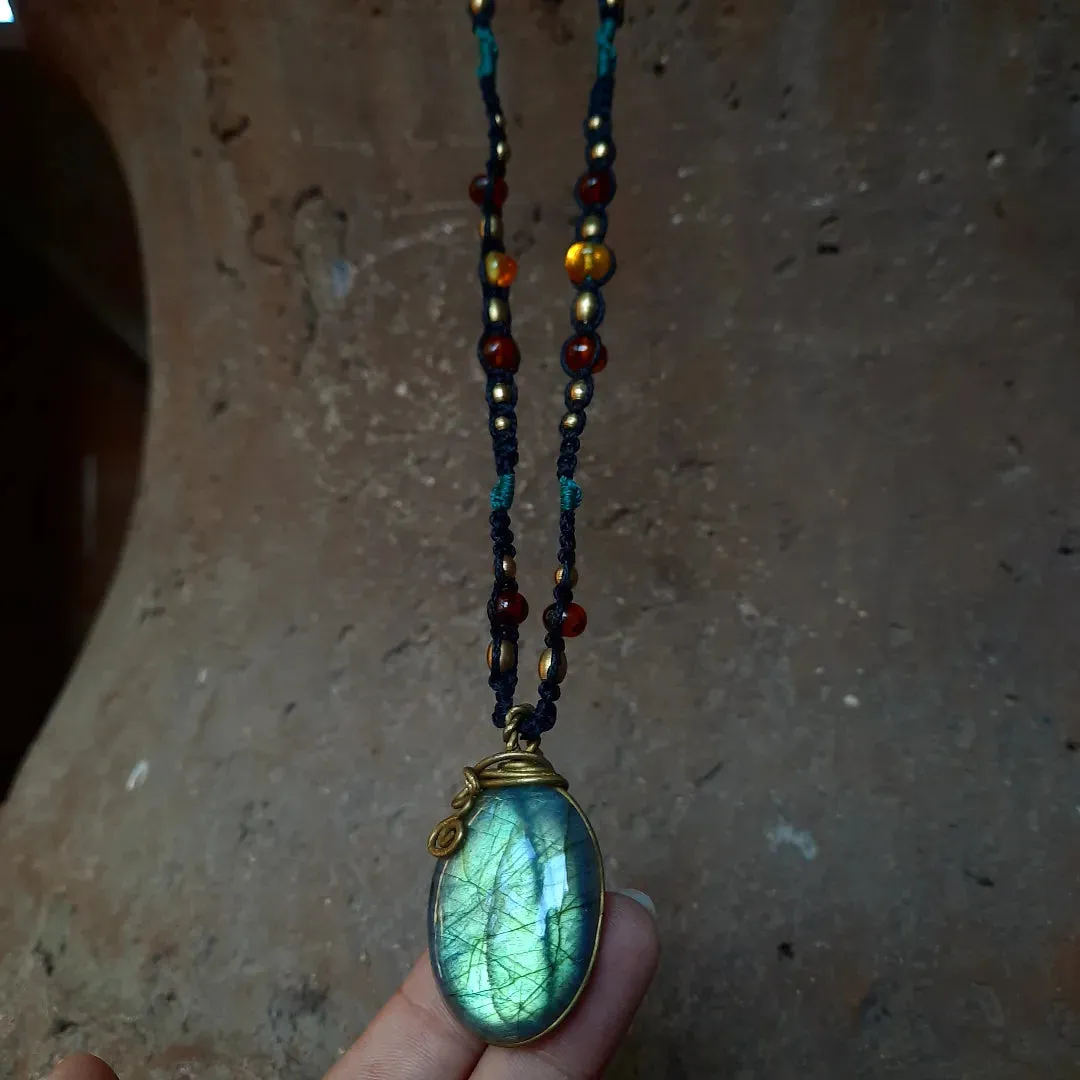 The Lotus Labradorite Amber's Mala