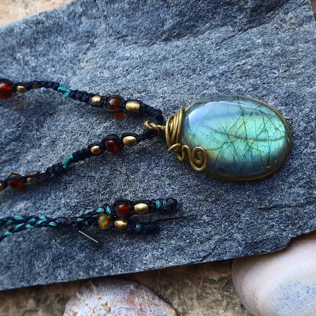 The Lotus Labradorite Amber's Mala