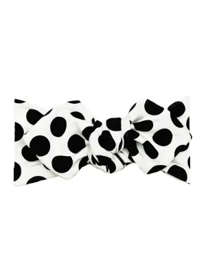 Top Knot Headband, B/W Polka Dot