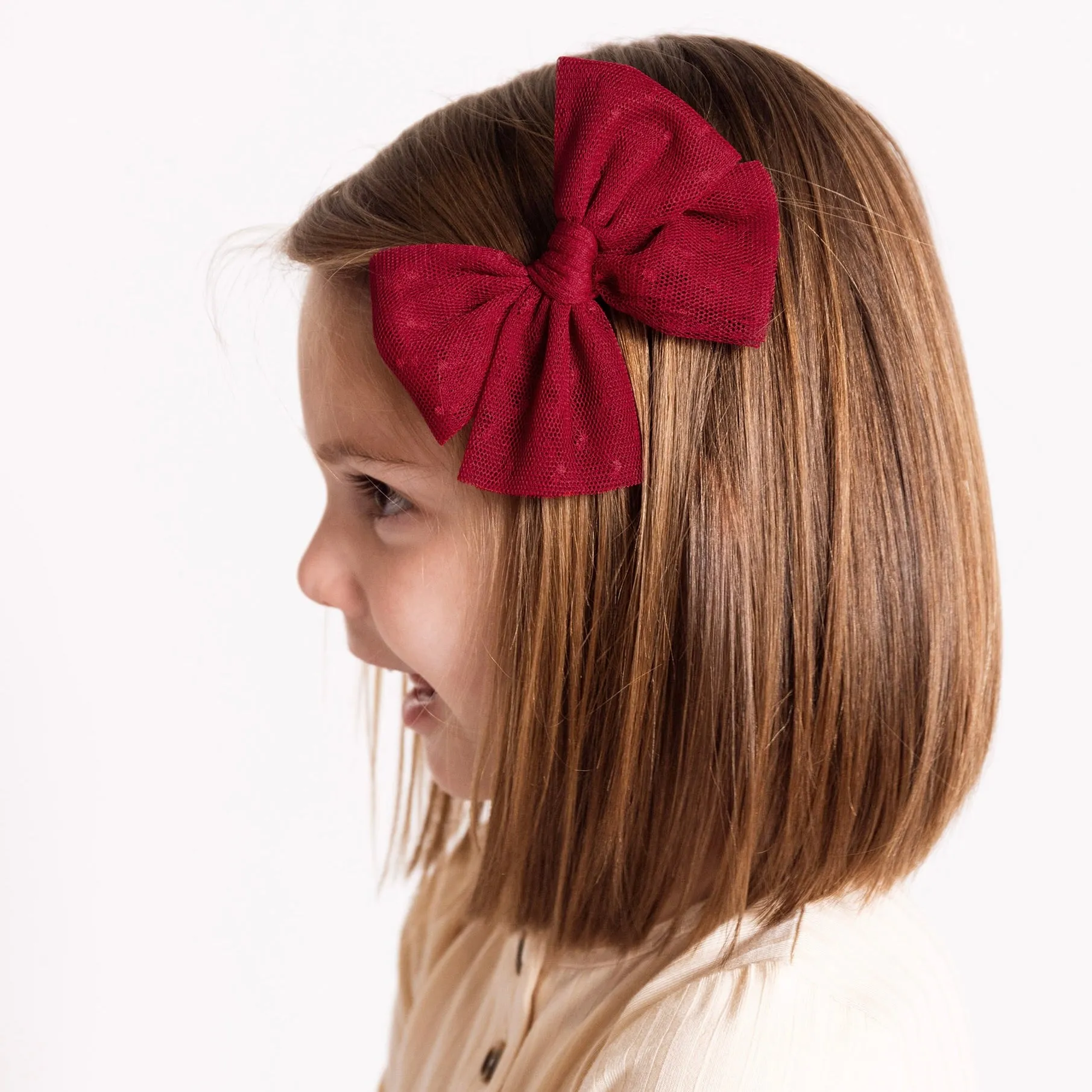 Tulle Bow - Red Dot Clip