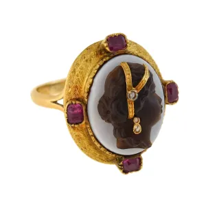 Victorian 14kt Blackamoor   Burmese Ruby, Diamond Ring