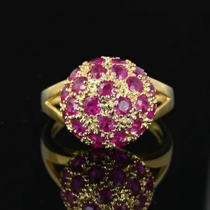 Vintage 14K Gold Ruby Bombe Ring