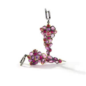 Wren Rough Pink Sapphire and Ruby Earrings