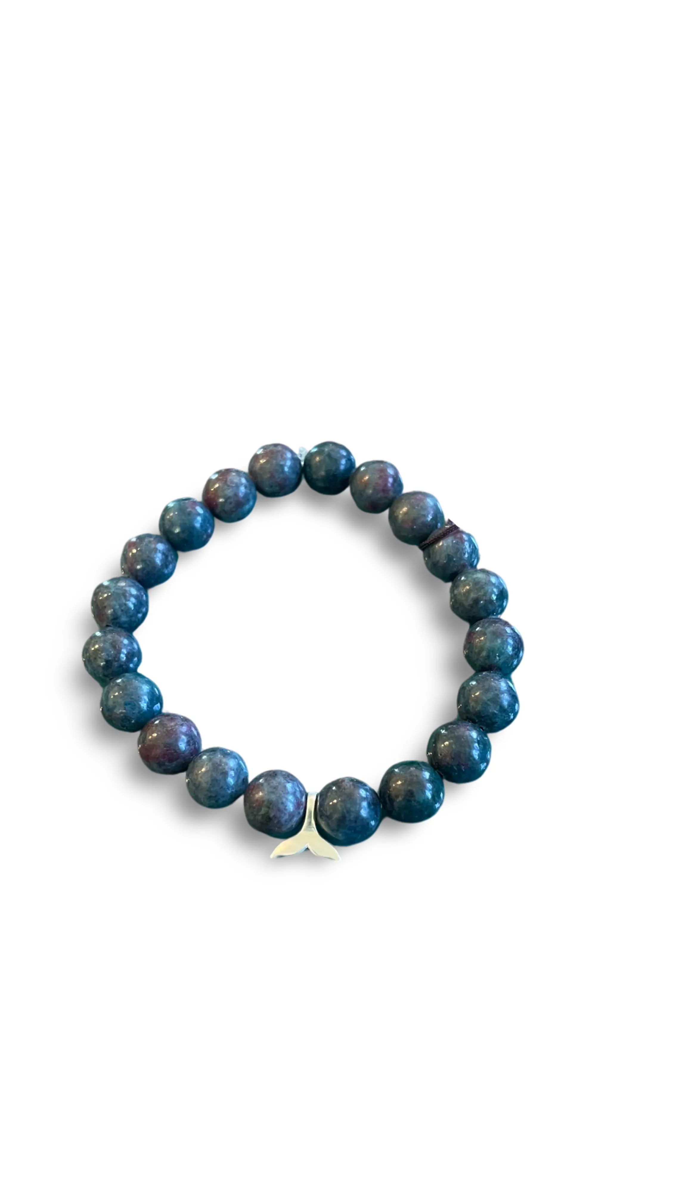 Wrist Mala - Ruby Kyanite w/ Small Silver Whale Tail